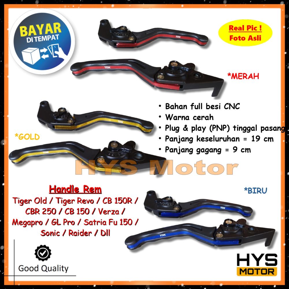 HYS Handle Rem dan Kopling TIGER Lama Old - Variasi Aksesoris Hendel Motor TIGER REVO / CB150R NEW /