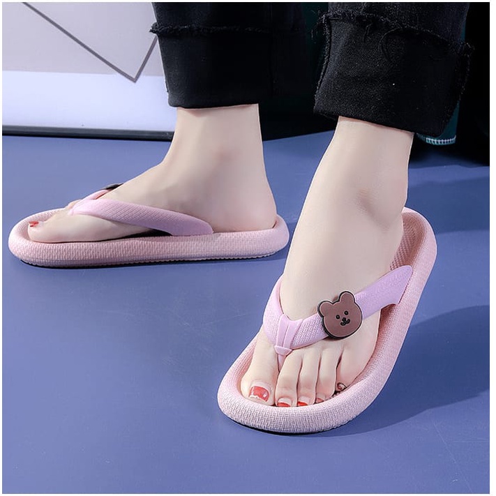 Sandal Slip On Jepit Karet Wanita Motif Bear Sandal Wanita Jelly Empuk MALLSHOPPING