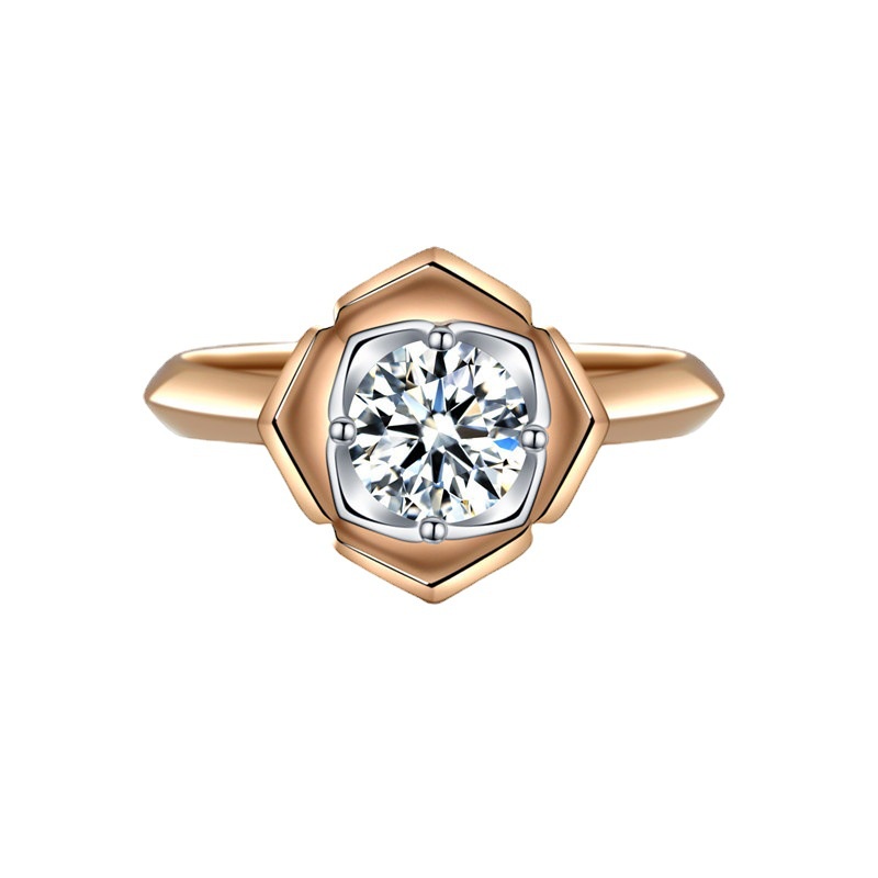 Goldkingdom Aksesoris Perhiasan Fashion Ready Stock Siaran Langsung Populer Cincin Camelia Baru Berlapis Dengan Pt950 Rose Gold Dua Warna Electroplating Rose Open Female Ring