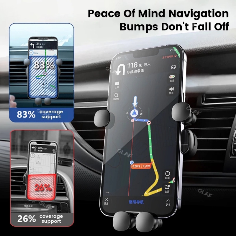 Universal Gravity Car Phone Holder Klip Ventilasi Udara Multifungsi Dipasang Phone Holder In Car Cell Phone Support GPS Stand In Car Phone Bracket Kompatibel Dengan Semua Smartphone