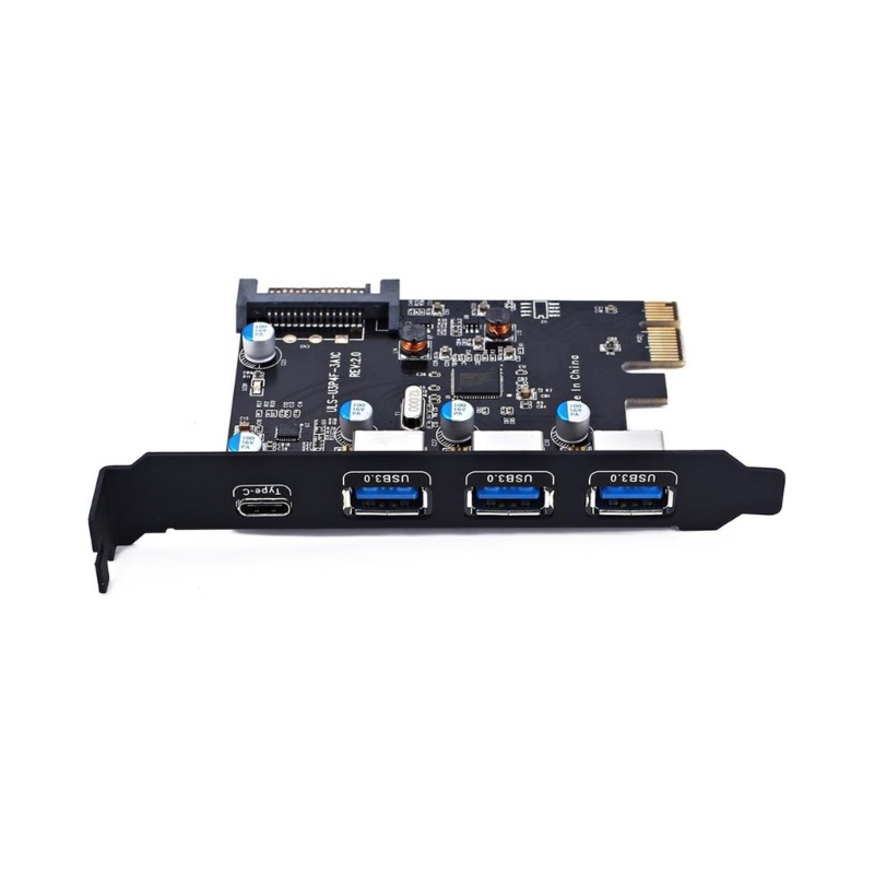 Zzz PCI-E USB3 0kartu 4-Port Tipe-C 1x TypeA 3x FL1100 Chip 5Gbps Untuk Desktop PC