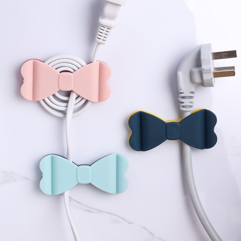 Self-adhesive Cable Fixing Holder Kalung Tas Belanja Rak Gantung Bantalan Berat Organizing Tool Appliance Plug Cord Klip Dua Arah Lucu Ikatan Simpul Kabel Winder