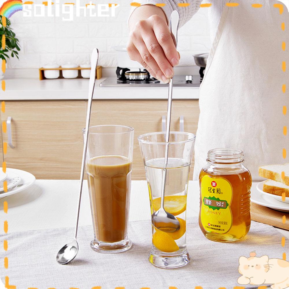 Solighter Honey Stir Spoon Home &amp; Living Gagang Panjang Ice Cream Sendok Garpu Peralatan Makan