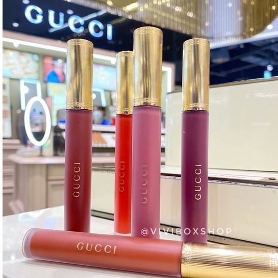 GUCCI Rouge à Lèvres Liquide Mat Lipstick 25*​ Goldie ​Red/208 ​They Met In Argentina/505​ Janet ​Rust/521​ Nellie Cherry