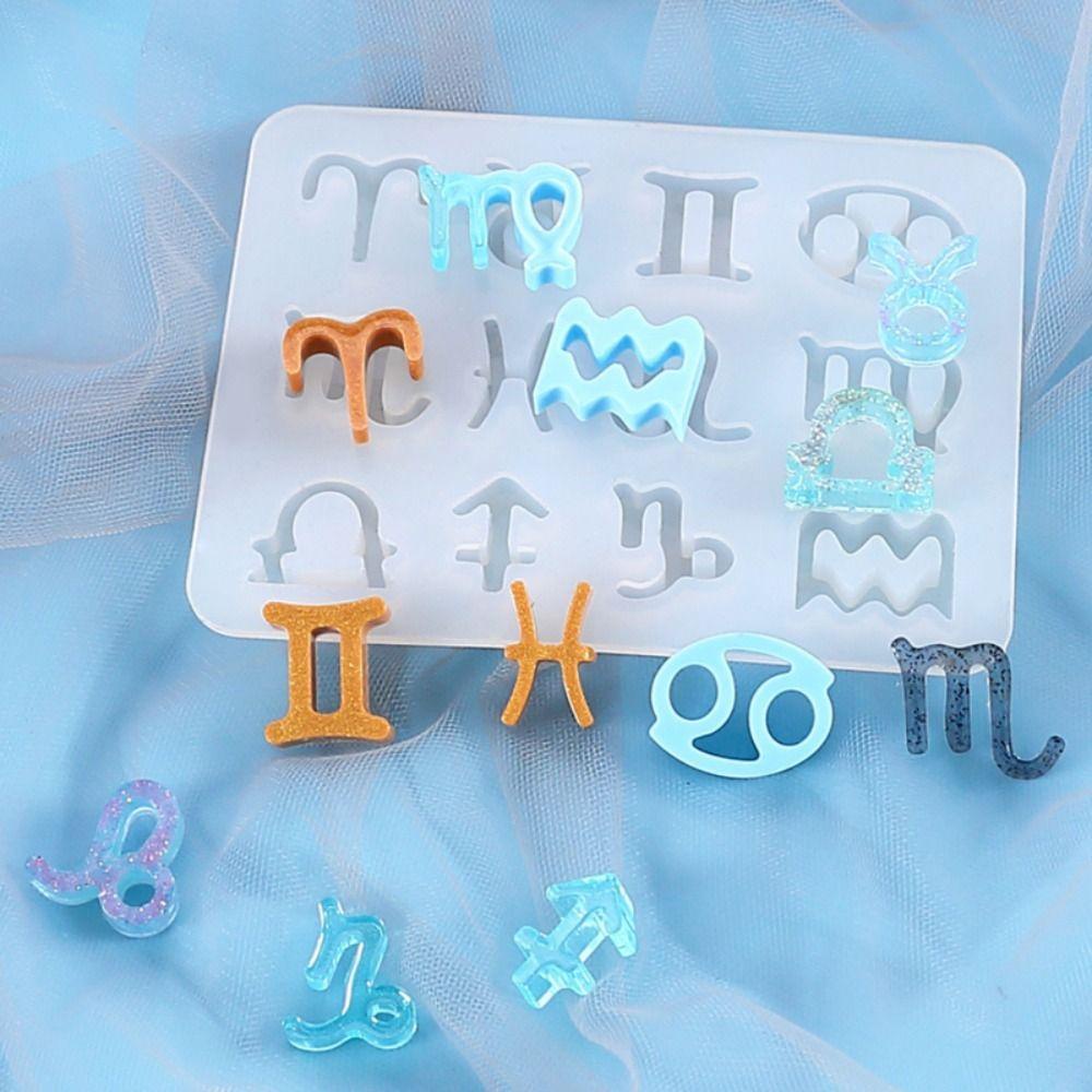[Elegan] Resin Cetakan Liontin DIY Kerajinan 3D Silikon Zodiak Bintang Kristal Alat Membuat Perhiasan