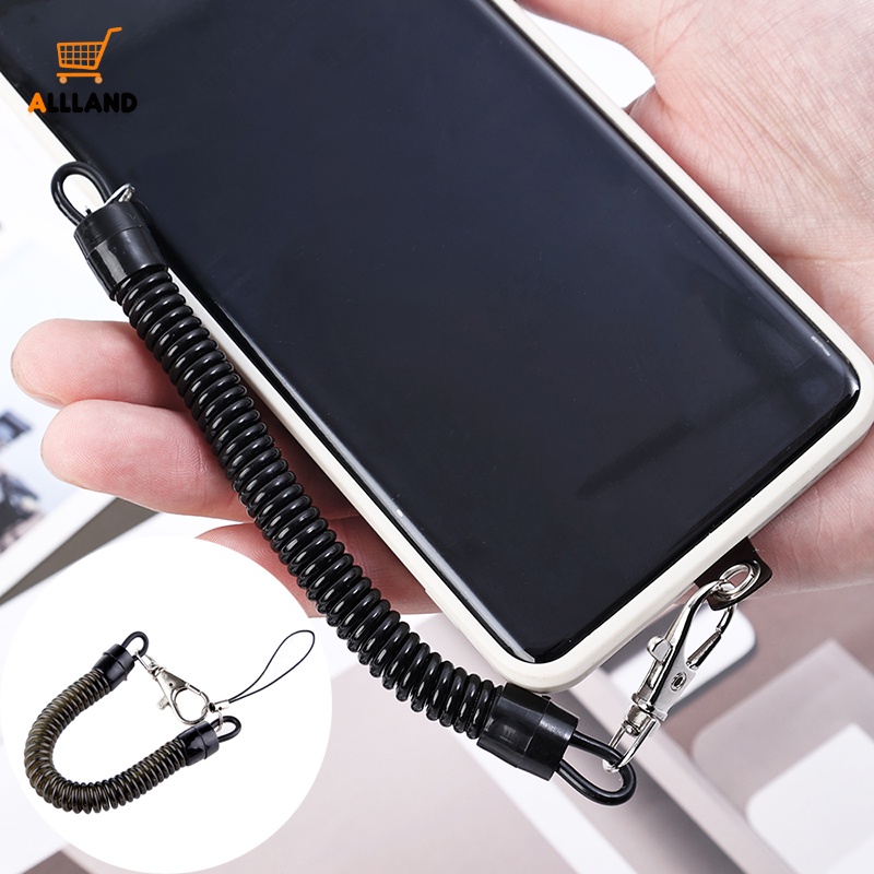 1pc Lanyard Musim Semi Anti Hilang Ponsel Portabel Dengan Gantungan Kunci/Tali Gantung Ponsel Elastis Stretchable/Tali Anti-drop Kunci Kartu Serbaguna