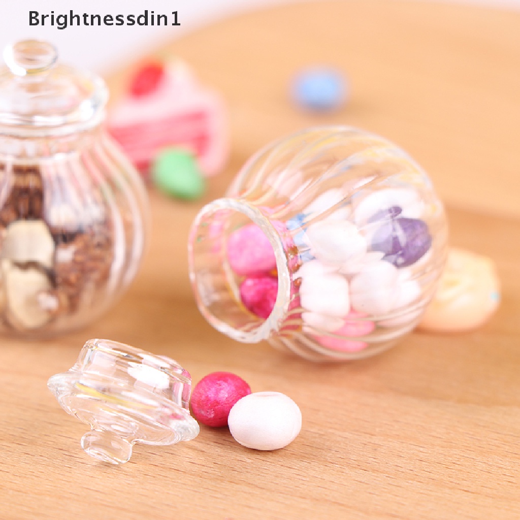 [Brightnessdin1] 1: 12rumah Boneka Miniatur Botol Kaca Bulat Candy Jar Mini Candy Bottle Model Butik