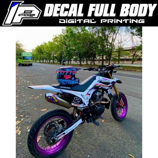 DECAL CRF 150 L PUTIH UNGU BAHAN MAXDECAL BISA CUSTOM