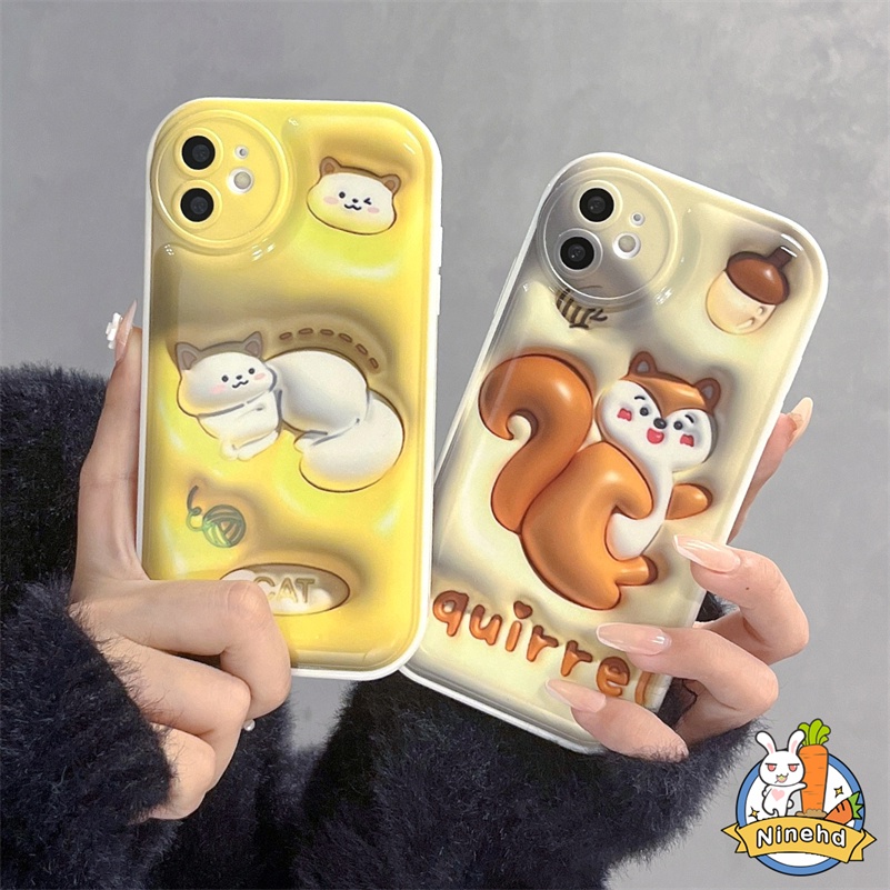 IPHONE Casing Kompatibel Untuk Iphone14 13 12 11 Pro Max X Xr Xs Max8 7 6 6s Plus SE 3D Vision Couple Glossy Silicone Phone Case Shockproof Kamera Perlindungan Soft Case Cover Pelindung