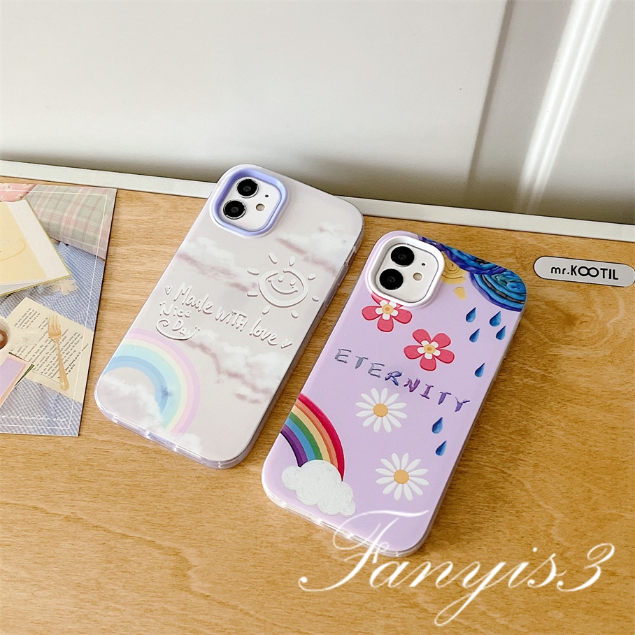 Samsung A14 A04 A04s A23 A33 A13 A53 A03 A03s A02s A73 A12 A22 A52 A52s A51 A71 A32 A50 A30s A50s A70 A31 A11 Rainbow Cloud 3in1 Phone Case Soft Sarung Pelindung