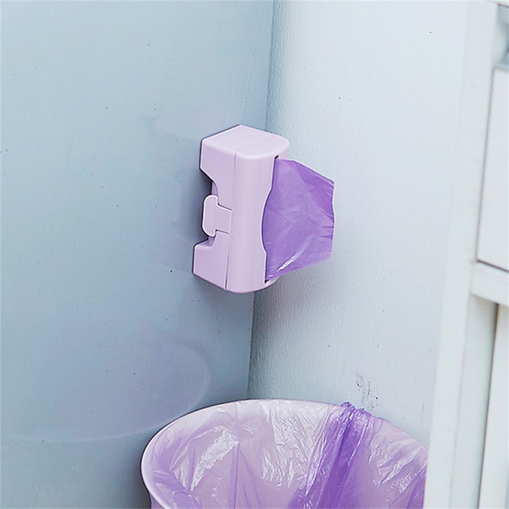 ღ Wall Mounted Sampah Tas Kotak Penyimpanan Kantong Sampah Dapur Dudukan Plastik Tas Wadah Penyimpanan Kamar Mandi Sampah Tas Dispenser Organizer