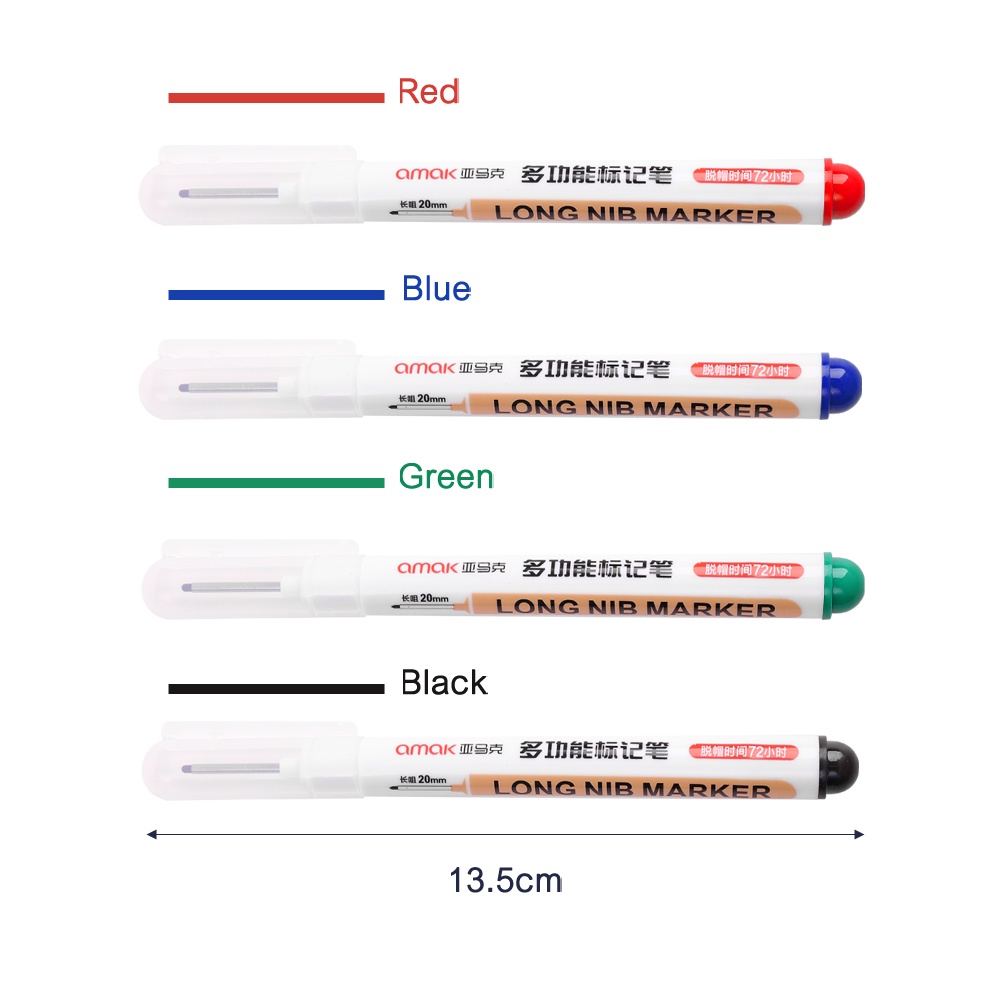 [Harga Grosir] 1PC Penanda Nib Panjang Serbaguna 20mm Kepala Penanda Ekstensi Lubang Dalam Tahan Air Mekanik Pertukangan Pen Konstruksi Marking Pen