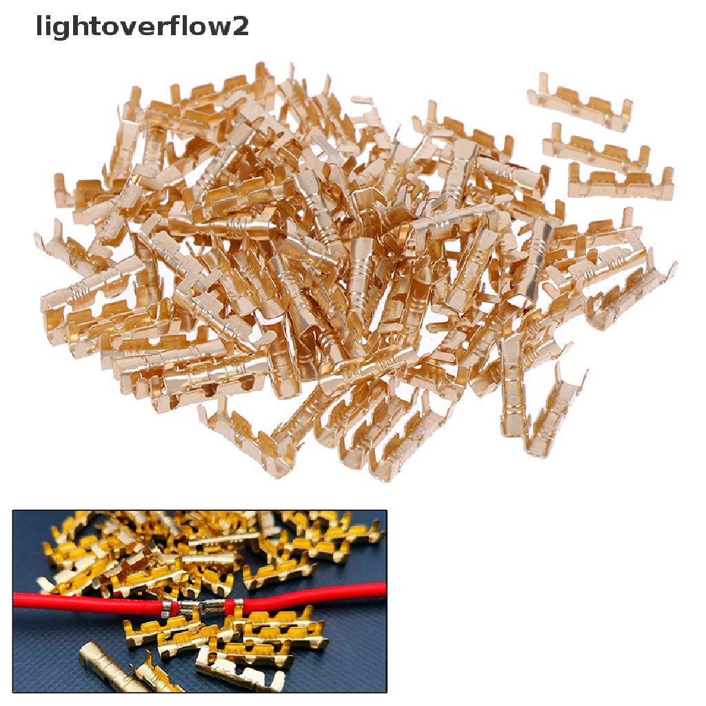 [lightoverflow2] 100pcs Kuningan Tembaga 0.5-1.5mm 2 crimp Konektor Listrik Kawat terminal kit [ID]