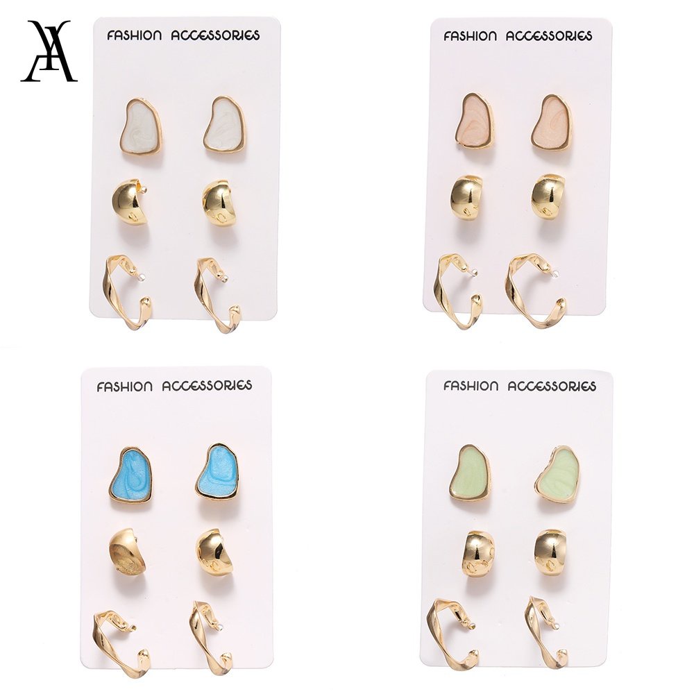 AY(CN) Korean Jewelry Geometric Resin Stud Earring Fashion Personalized Irregular Hoop Earrings Women  Accessories Party Birthday Gift