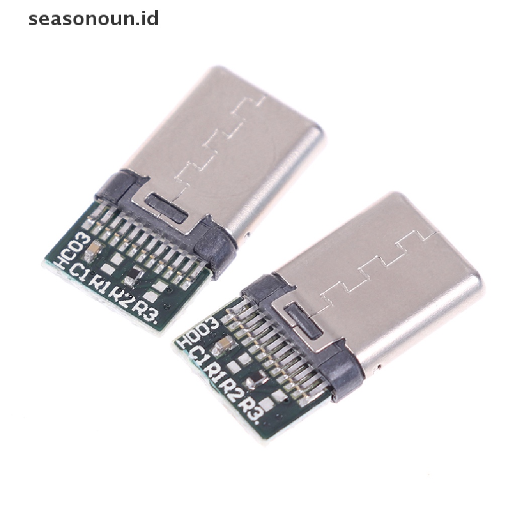 Seasonoun5 /10Pcs USB 3.1 Type C Male DIY Solder Kabel Plug Konektor Soket Papan PC.