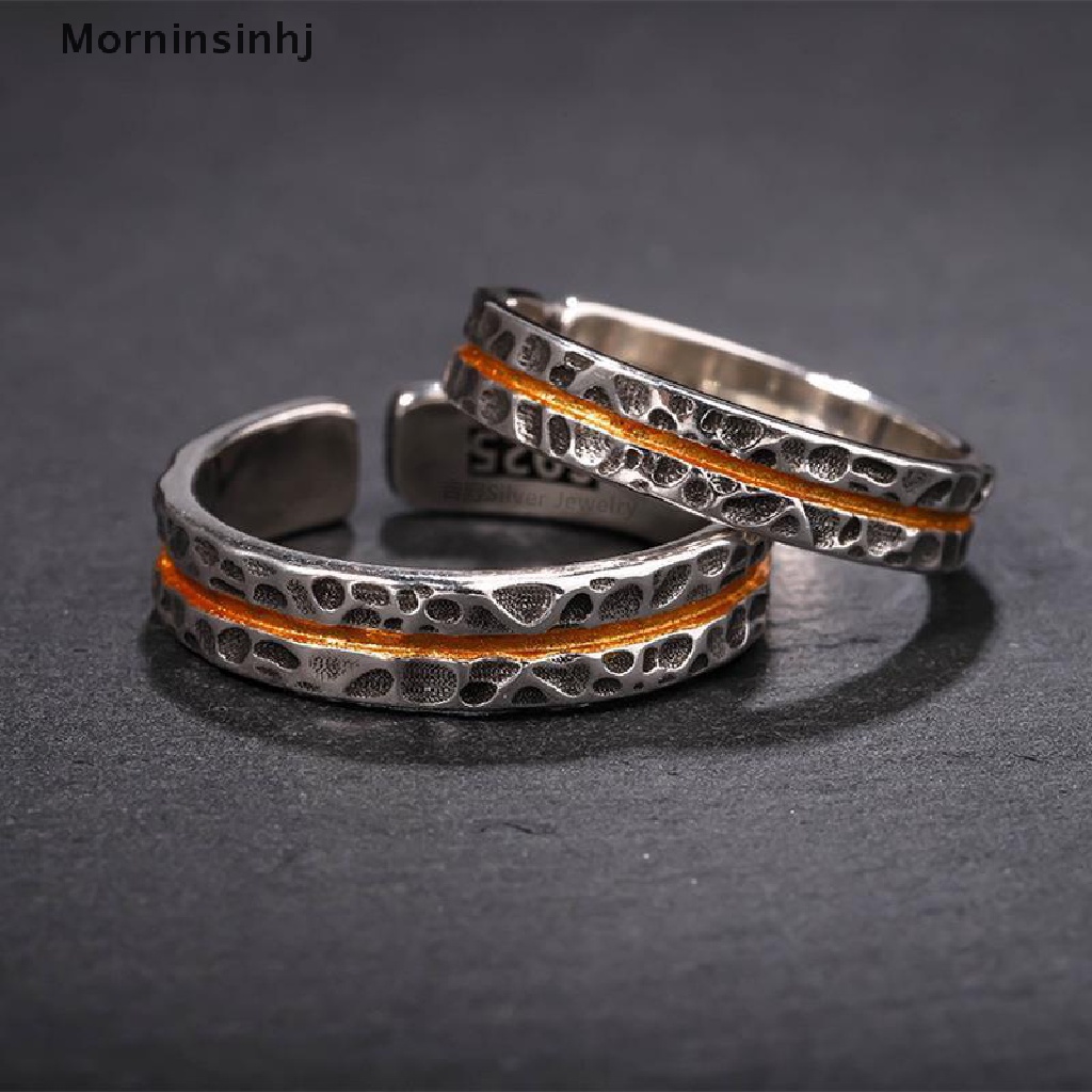 Mornin Retro Batu Dinding Tidak Teratur Cincin Mode Vintage Pasangan Mode Cincin Pembukaan Yang Dapat Disesuaikan Thai Perak Cincin Aksesoris Perhiasan Hadiah id