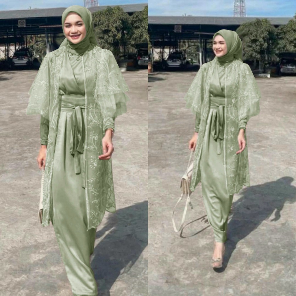 Gamis Outer Arabella Brukat Tile PremiumCardigan KondanganOuter Pesta Remaja Brukat Pesta H7D1 Simpl