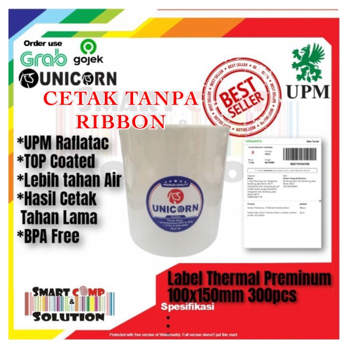 

Terlaris Label Stiker Resi Alamat Market Place 100X150Mm A6 Direct Thermal @300