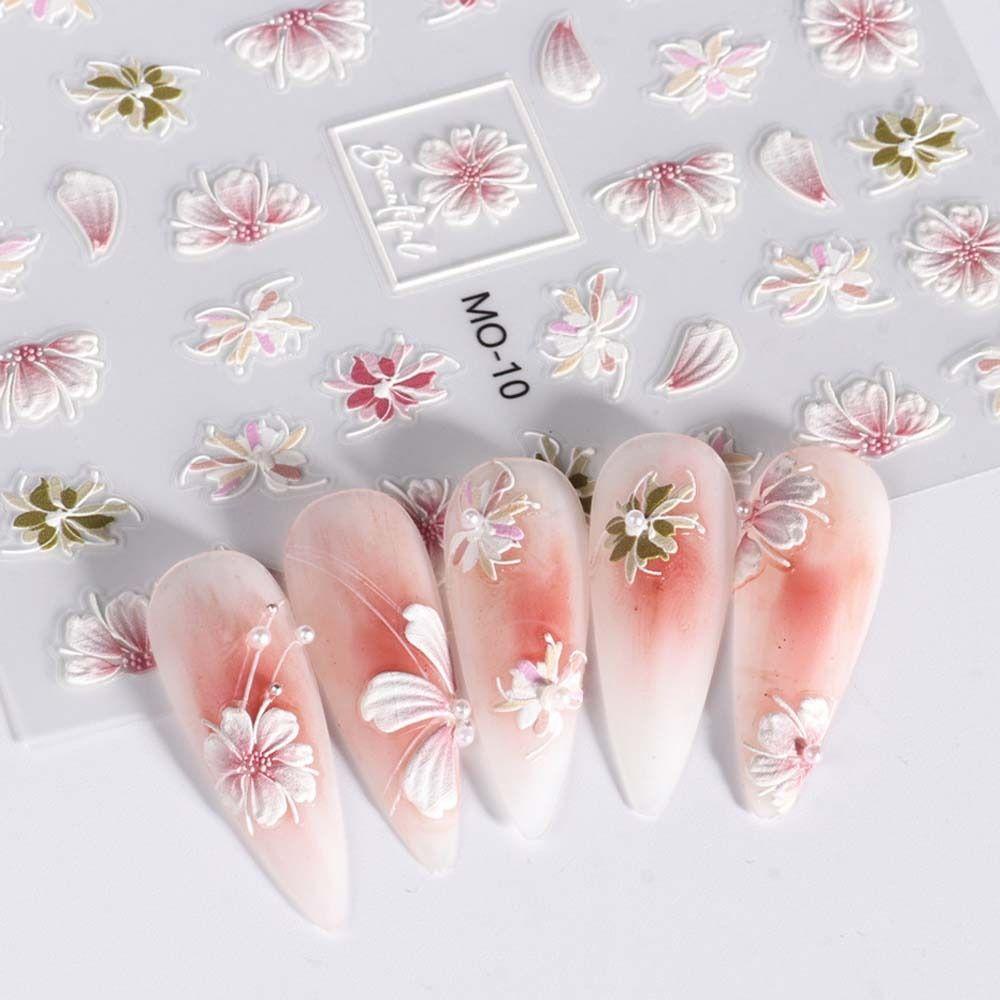 Rebuy Flowers Stiker Kuku Fashion Korea Cinta Hati Starlight Self Adhesive Nail Dekorasi