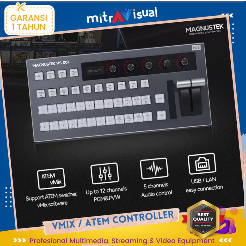 MAGNUSTEK VS-001 12 Channel 2 in 1 Atem VMix Controller