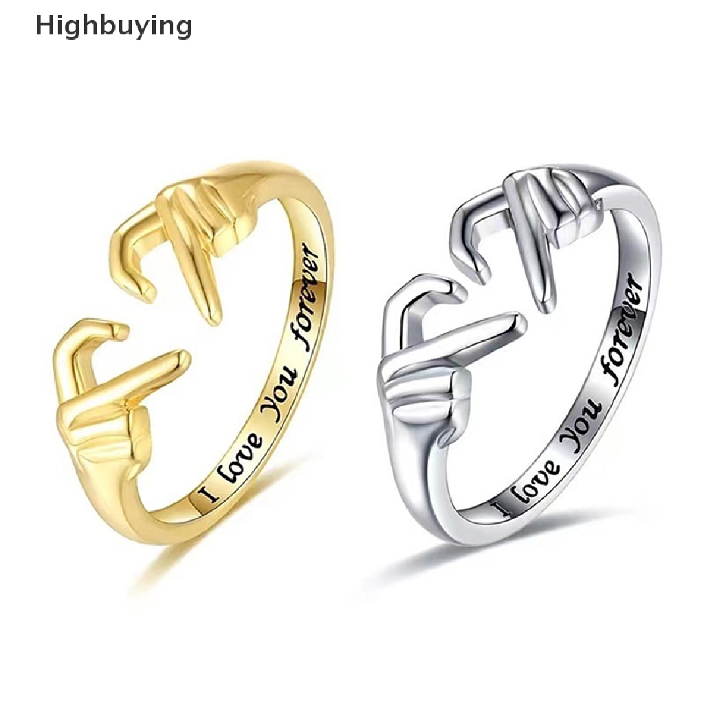 Hbid Fashion Cincin Pasangan Hati Tangan Ganda Untuk Wanita Perhiasan Yang Dapat Disesuaikan Hadiah Hari Valene Glory