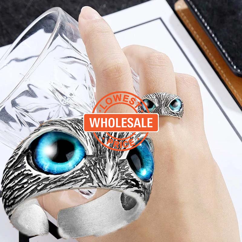 [Grosir] Cute Owl Adjustable Open Rings Masa Kini Adjustable Pria Logam Fashion Vintage Perhiasan Aksesoris