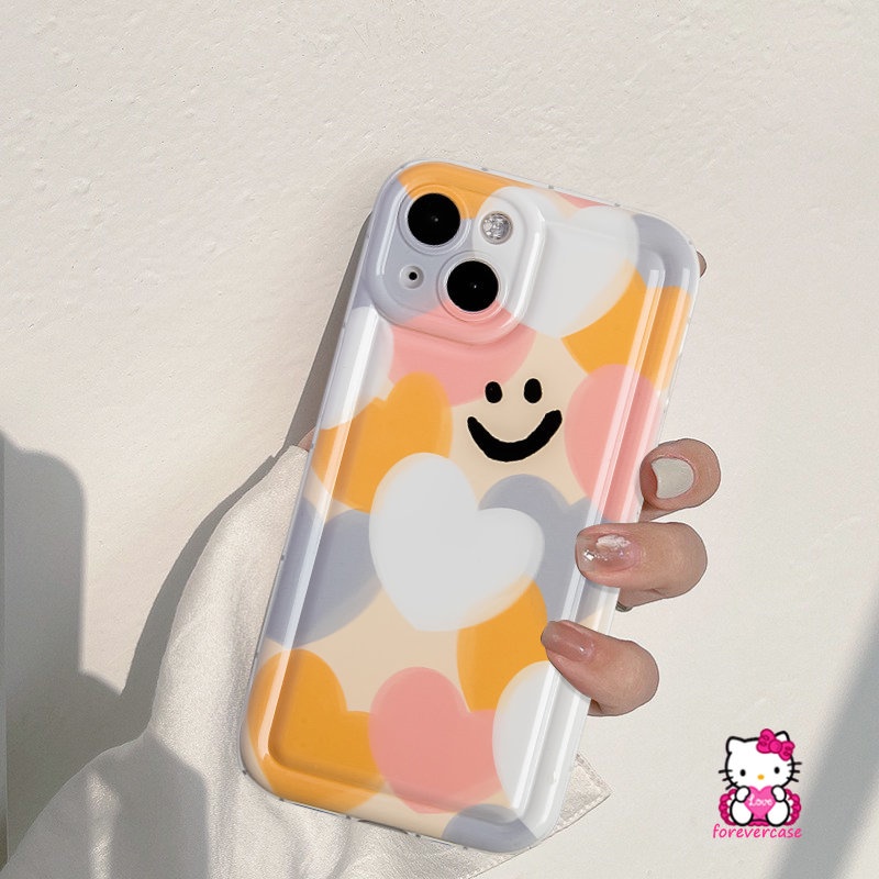 Warna-warni Cinta Hati Kartun Smiley Casing Realme C25 C35 C25Y C20A C12 C25s C20 C21Y C33 C11 2021 C15 C55 C30 C30S 7i C17 C11 2020 5i 5s C3 C2 5 6i C1 Airbag Lembut Air Cushion Case