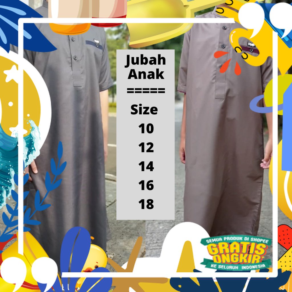 Blackwhite / Gamis Jubah Anak Lengan Pendek Hanif/Gamis Jubah Putih Anak Laki Laki/Gamis Jubah Anak 