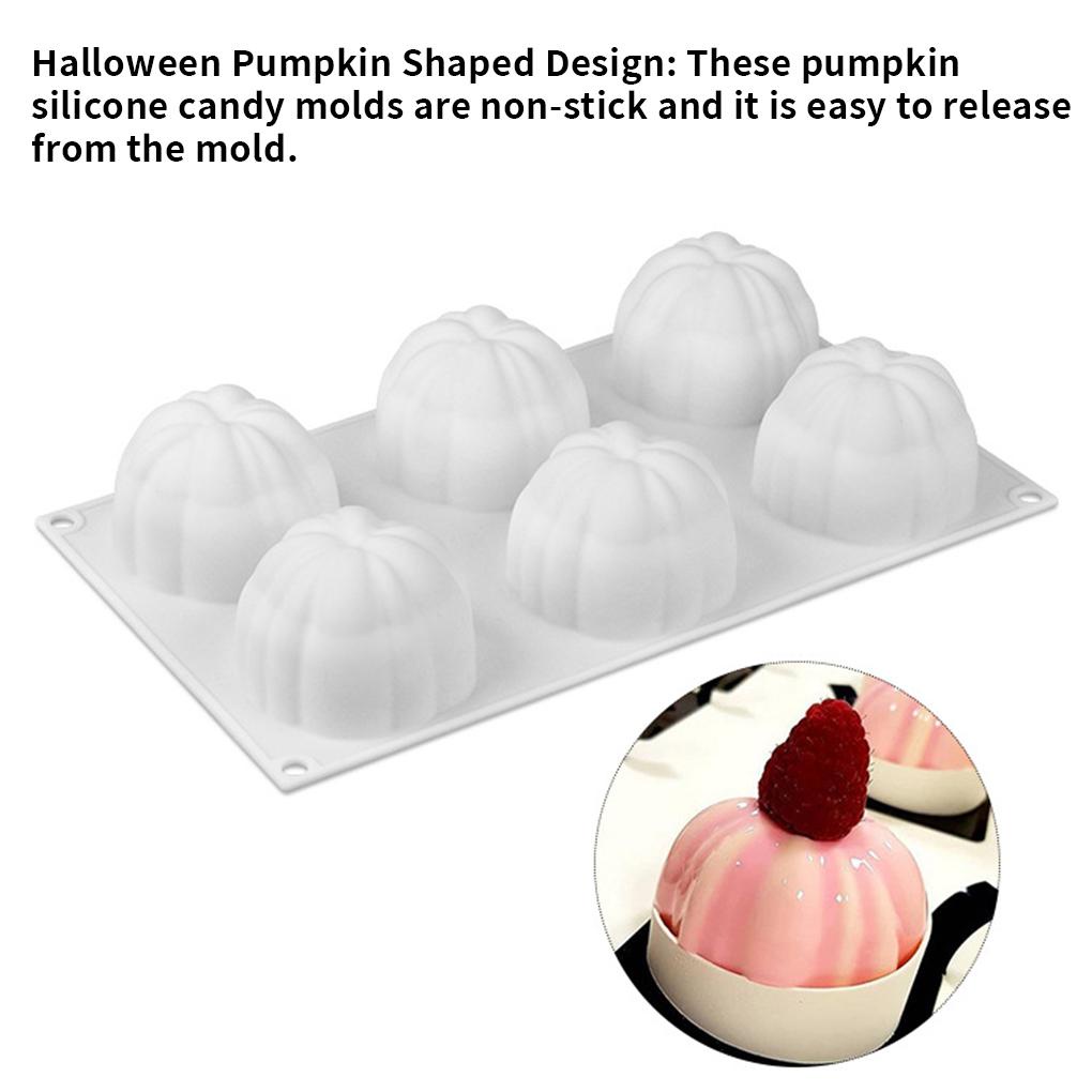 Halloween Pumpkin Silicone Baking Chocolate Mousse Cetakan 6rongga Anti Lengket Puding Pan Alat Dekorasi Dapur