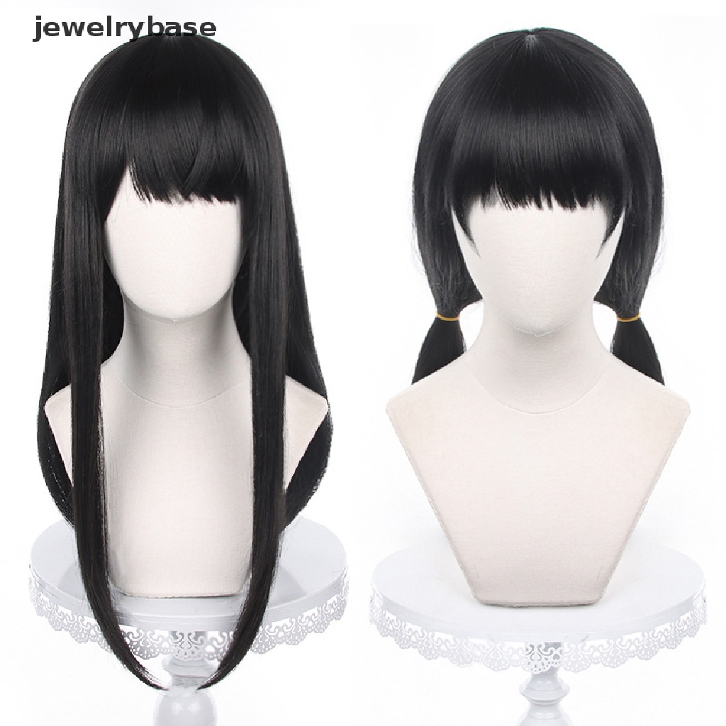 [jewelrybase] Anime Chain Man Mitaka Asa Cosplay Wig Asa Mitaka Panjang 65cm Hitam Tahan Panas Rambut Sintetis Wig Pesta Butik