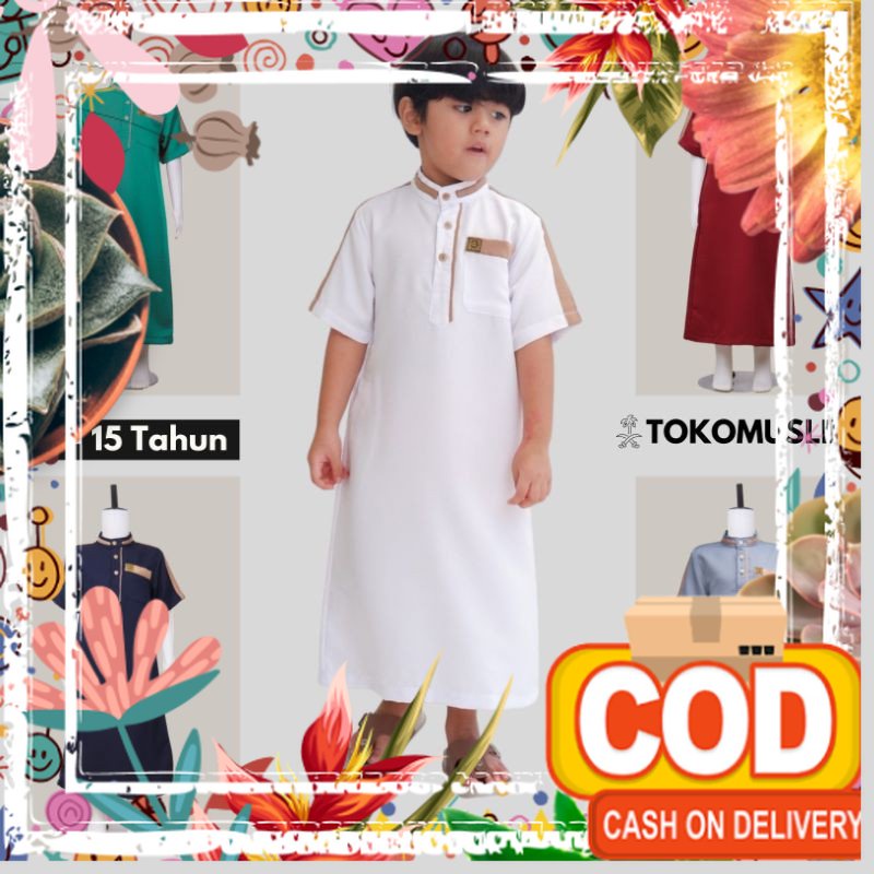 JUBAH ANAK LAKI-LAKI USIA 2-15 TAHUN /BAJU MUSLIM / GAMIS ANAK FARRASI / army green
