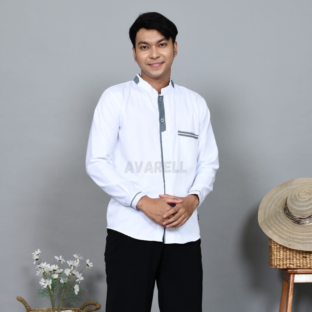 "SAMASE PEJE by AVARELL" Kemeja Koko Pria Lengan Panjang I Baju Koko Kemko Putih Kurta Pria Laki Lak