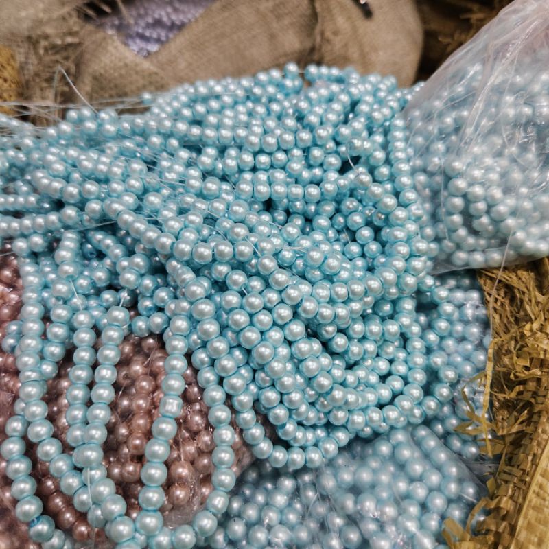 MUTIARA SINTETIS BERAT / MUTIARA JAHIT UKURAN 6 MM KILAU SULIT MENGELUPAS PER PACK / BUNGKUS BESAR ISI 20 RENTENG PER 1 WARNA ( KATALOG KE 2 )