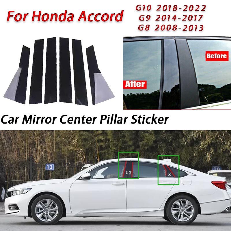 Honda Accord Hitam Mengkilap Jendela Pintu Mobil Kolom Tengah B C Tiang Pilar Stiker Lis Kaca Film Dekorasi Untuk Accord G8 G9 G10 G11 14-17 2018-2022 Aksesoris