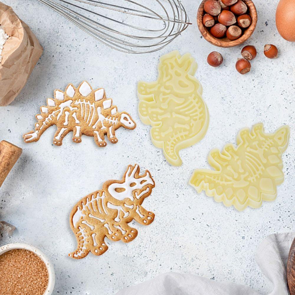 [Elegan] Cookie Cutter Dapur 3 Pcs Dinosaurus Berbentuk DIY Alat Kue Dekorasi Kue Cetakan Embos