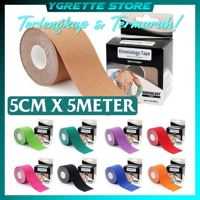 YGRETTE - TERMURAH ORIGINAL KINESIO TAPE Kinesiology tape taping 5cm x 5meter