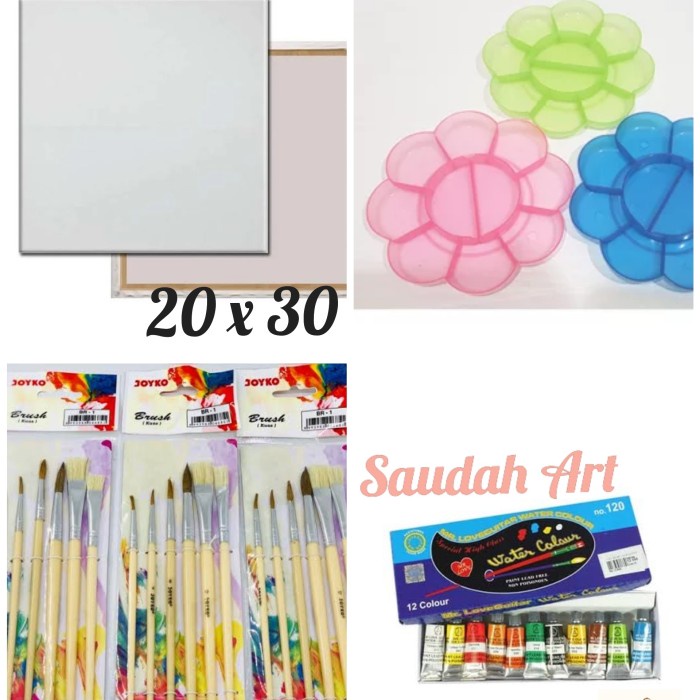 

DISKON SHOPEE/ Paket Kanvas Lukis (kanvas 20x30,kuas,palet,cat air)