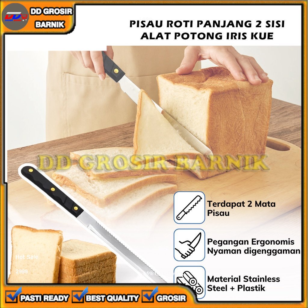 [DGB] PISAU ROTI PANJANG BREAD KNIFE PEMOTONG 2 SISI DOUBLE SIDE BERGERIGI MULTIFUNGSI