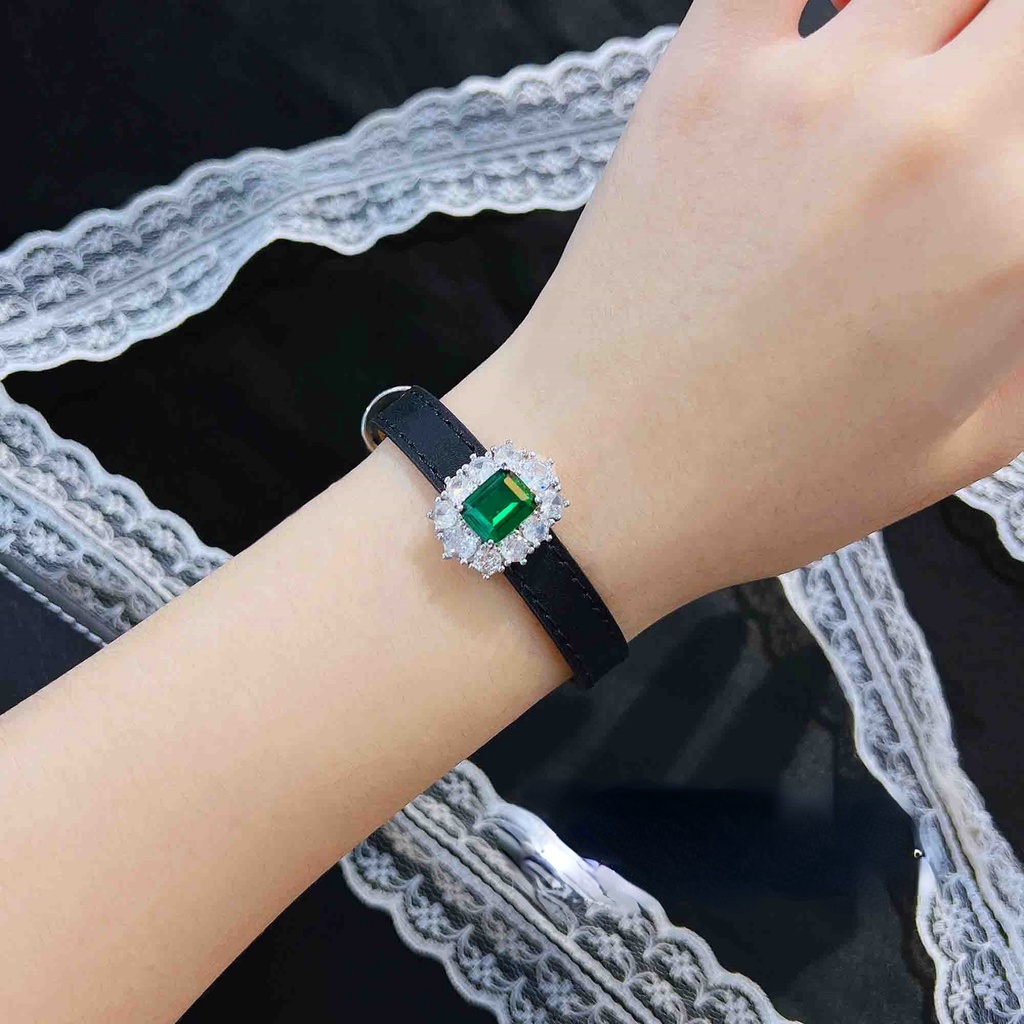 Goldkingdom Aksesoris Perhiasan Fashion Ready Stock Emerald Gelang Gelang Wanita Liontin Jam, Dua-Pakai Sabuk Menonton Dapat Disesuaikan