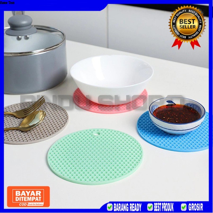 (RS) Tatakan Panci Piring Tahan Panas / Alas Mangkok Silicone / Piring Gelas Teko Bulat Silikon Anti Slip Licin / Trivet Mat Serbaguna