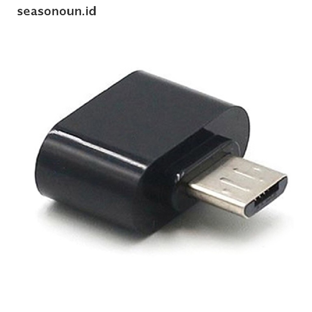 Seasonoun Male Micro USB B OTG to Female USB Tipe A Adapter On The Go Black Untuk Smartphone Tablet Android Samsung Xiaomi.