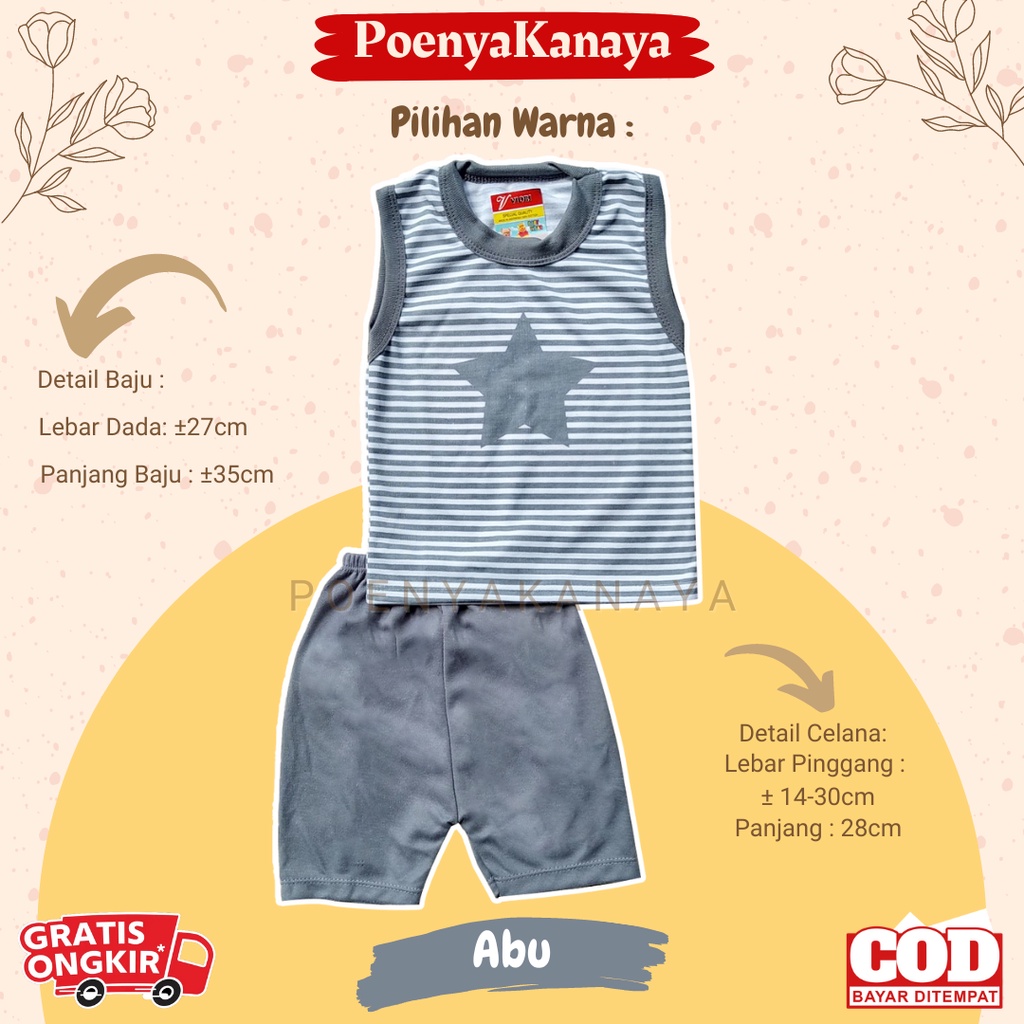 Setelan Baju Bayi Kutung SALUR BINTANG Viori Size 3-12 Bulan STL28