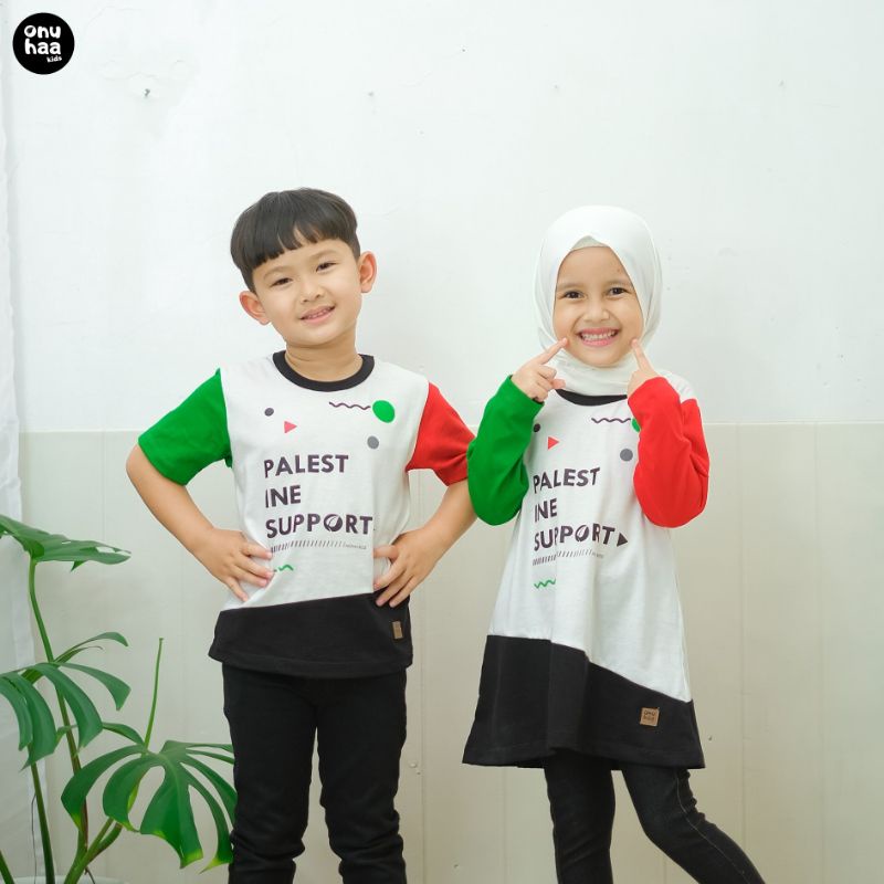 Baju Kaos anak couple kembaran kakak adik cowok cewek palestina muslim harian branded murah
