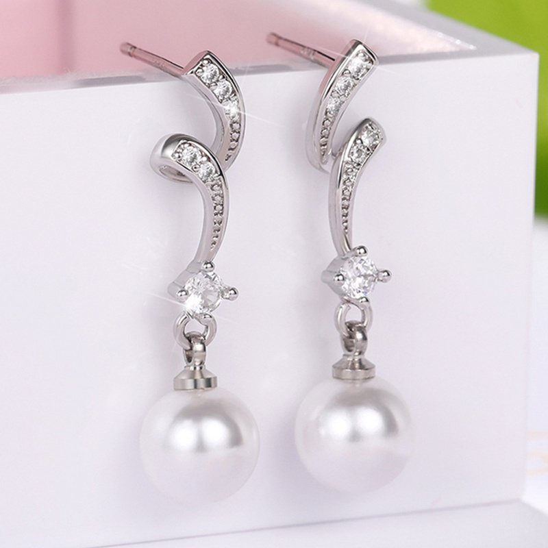 Anting Pernikahan Pengantin Wanita Temperamen Warna Silver Anting Menjuntai Mutiara Imitasi Elegan Perhiasan Trendi Baru Untuk Wanita