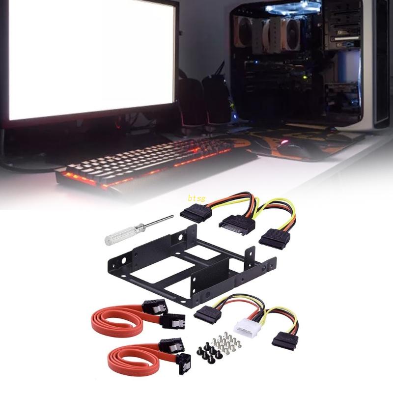 Btsg SSD Metal Mounting Bracket Kit, Adaptor Hardisk 2.5 Sampai 3.5 Dudukan Dudukan SSD