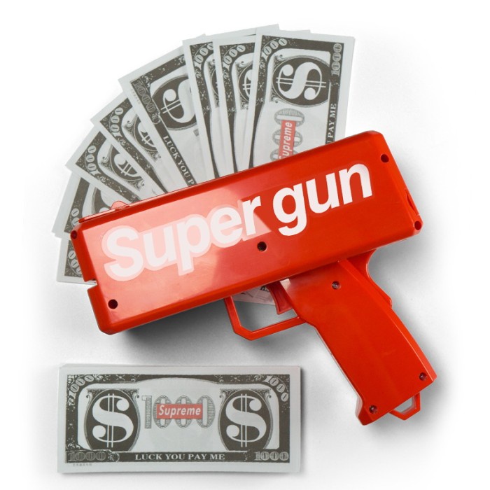 Money Gun Super Gun Tembakan Uang Terbang Kado Mainan Hari Raya Murah Kado MoneY Spray Gun Parodi