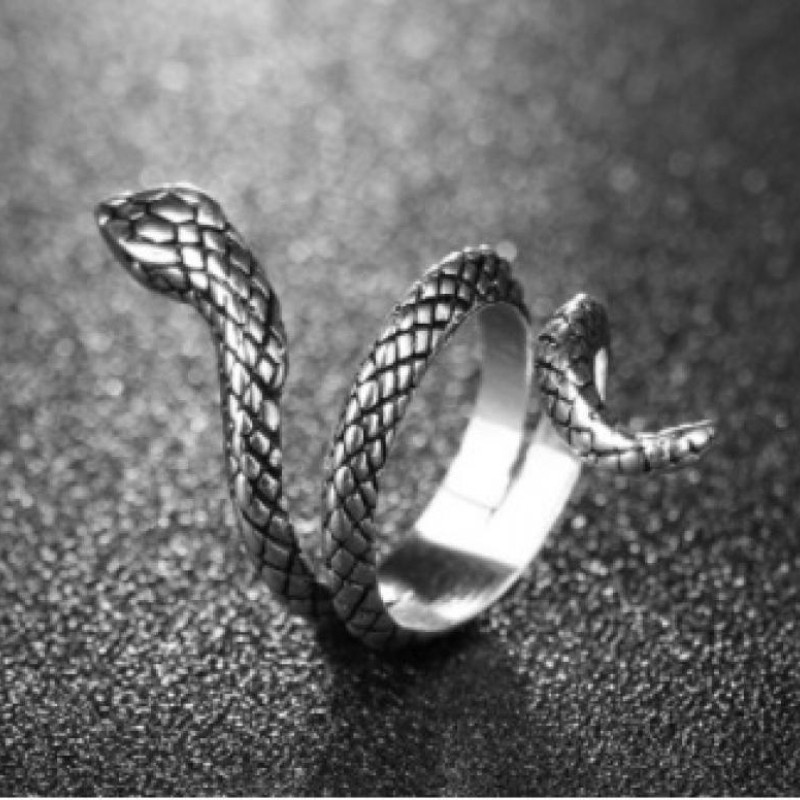 [Joyería X C] Punk Snake Silver Ring for Women Animal Shape Fashion Jewelry