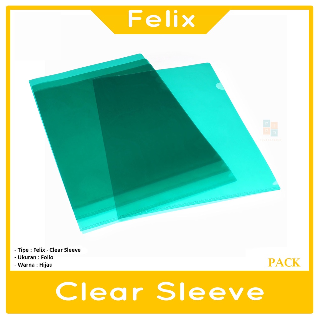 

FELIX - Map L Clear Sleeve Folder File Folio Hijau - Lusin