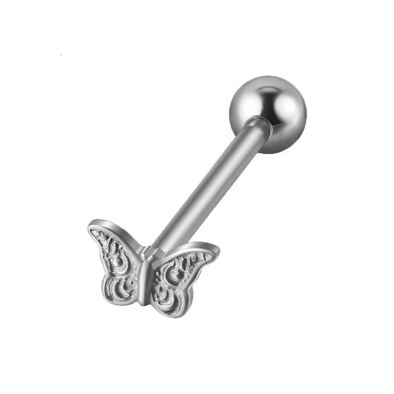 1biji Lebah Bentuk Kupu-Kupu G23 Bahan Titanium Steel Benang Internal Labret Bibir Tindik Lidah Stud Unisex Hypoallergenic
