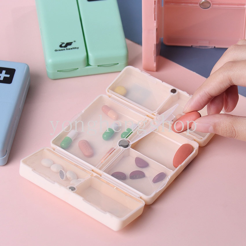 Kotak Pil Mingguan Lipat Kreatif 7hari Wadah Obat Travel Portable Pill Box Tempat Penyimpanan Tablet Obat Vitamin Dispenser Daily Pillbox Kapsul Organizer